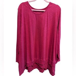 Coldwater Creek Women’s Plus Size Ruffled Charm Slub Shirt Crossover Hem Sz 3X